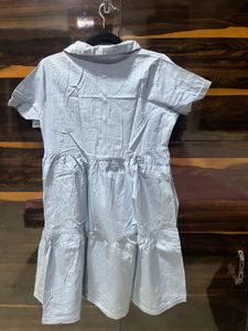 Light Blue Denim Tiered Dress