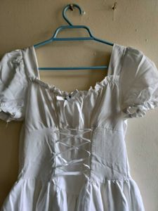 White Corset Puff Sleeve Dress