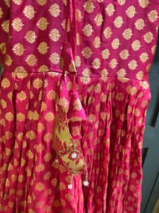 Elegant Pink Brocade Anarkali Dress