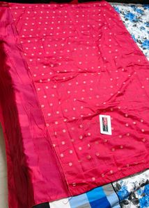 Pink Zari Embroidery Silk Blend Suit Fabric