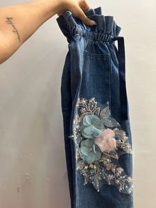 embroidery T-shirt and denim combo small