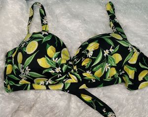 Lemon Print Bikini Top