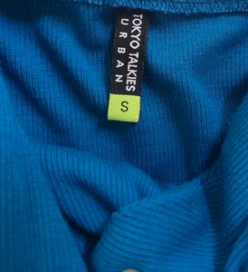 Teal Twist Front Off-Shoulder Top