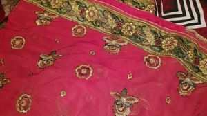 Embroidered Red Silk Saree