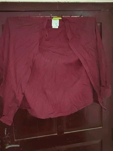 Maroon Collared Button-Up Shirt