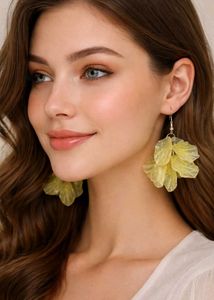 Pretty Yellow Leaf Drop Earrings