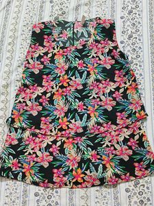 Tropical Floral Tiered Tunic Top