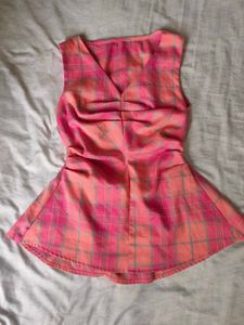 Pink Plaid Peplum Top