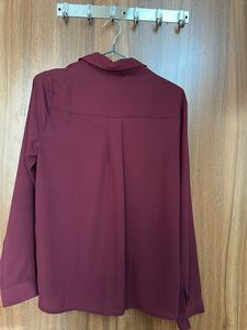 Forever 21 Burgundy Long Sleeve Button-Up Shirt