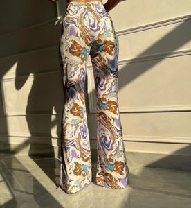 Stylish Lavender Crop Top &amp; Patterned Pants