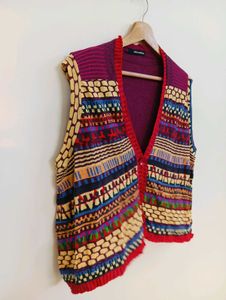 Vibrant Patterned Knit Vest