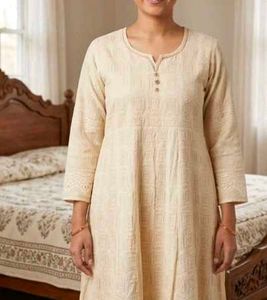 Elegant Cream Cotton Kurta