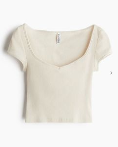 Cream Scoop Neck Crop Top
