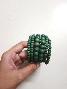 Green Wooden Bead Necklace &amp; Bracelet Set