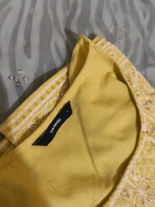 Elegant Yellow Kurta with White Embroidery