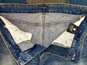Distressed Blue Denim Jeans of Louis Philippe Jean
