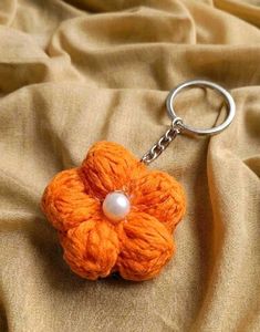 Handmade Crochet Flower Keychain