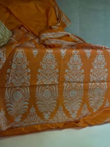 Vibrant Orange Silk Saree