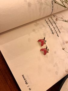 Charming Red Flower Stud Earrings