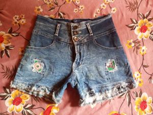 Denim Shorts with Patches