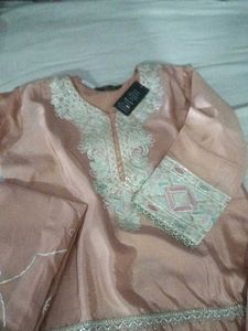 Elegant Peach Kurta Set with Dupatta