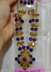 Royal Blue Stone Necklace Set
