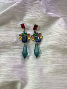 Statement Gemstone Dangle Earrings