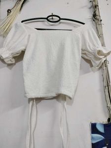 Chic White Ruched Crop Top