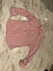 Red &amp; White Striped Button-Up Shirt