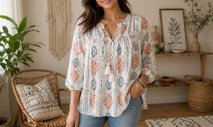 Boho Print Tunic Top