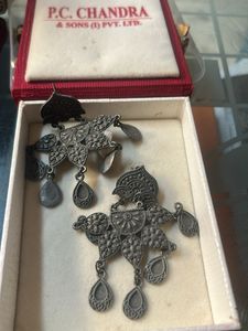 black polished Oxidized Silver Peacock Necklace
