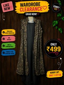 Elegant Black Kurta Set with Printed Jacket