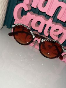 Sparkling Embellished Round Sunglasses