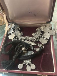 black polished Oxidized Silver Peacock Necklace