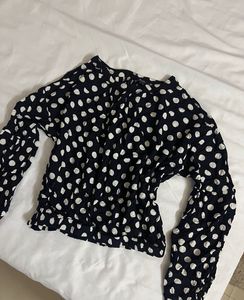 People - Trendy Polka Dot Long Sleeve Top