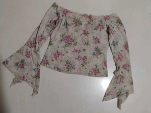 Floral Bell Sleeve Off-Shoulder Top