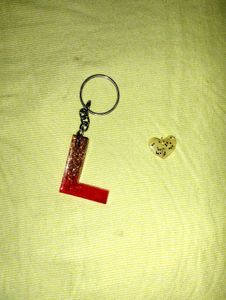 Letter L Keychain with Heart Charm