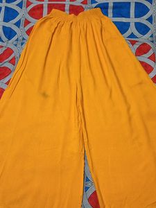 Women Yellow Plazo With Pocket