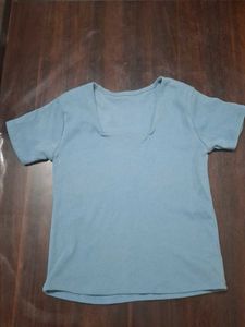 Light Blue Square Neck T-Shirt