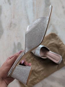 Sparkling Silver Heeled Sandals