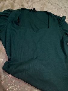 Trendy Puff Sleeve Ribbed Top
