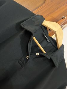 Black Cropped Polo Shirt