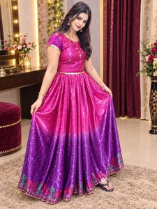 Stunning Pink & Purple Ombre Lehenga Choli