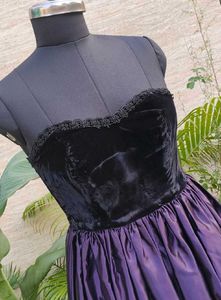 Strapless Velvet &amp; Satin Prom Dress