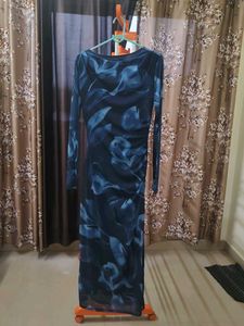 Elegant Blue Floral Sheath Dress
