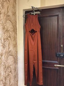 Elegant Rust Halter Jumpsuit