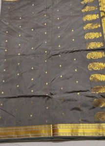 Elegant Grey &amp; Gold Saree