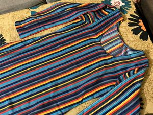 Vibrant Striped Long-Sleeve Dress