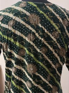 Green Striped Ethnic Kurta