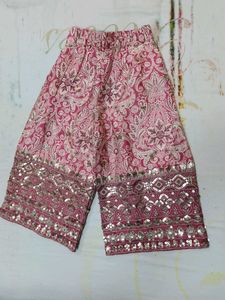 Pink Embroidered Palazzo Pants